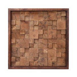 CONSDAN Wood Wall Decor | USA Grown Hardwood, Rustic Wooden Wall Art, Home Decorations for Living Room and Bedroom Aesthetic, Framed and Ready to Hang, Cubic, 18" x 18"