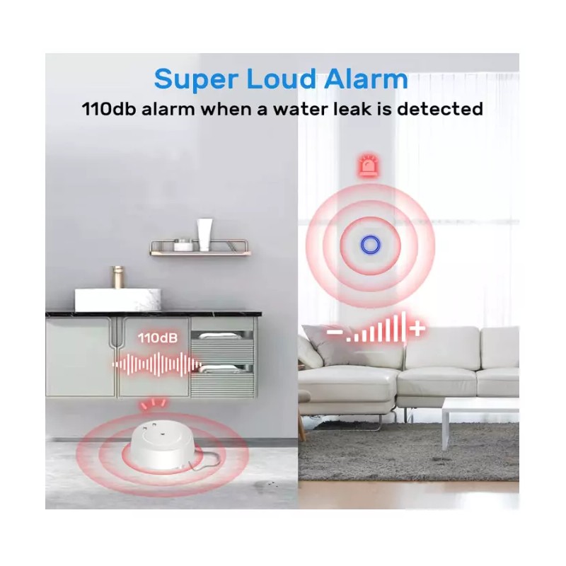 JJGELOS Wifi Water Leak Detector: 110Db Water Sensor Alarm with