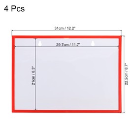 PATIKIL A4 8.3x11.7 Inch Magnetic Picture Frame, 4 Pack Magnetic Sign Holder Display Frame for Refrigerator Office Photo, Red