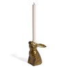 Bunny Rabbit Facing Upward Cast Aluminum Candle Holder with Antique