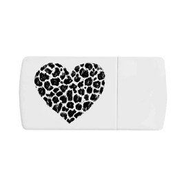 'Leopard Print Heart' Pill Box with Tablet Splitter (PI00031672)