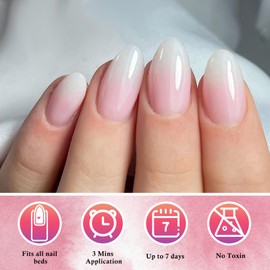 AddFavor 240pc Ombre Almond Press on Nails Medium Fake Nails - Glue on Nails Almond Acrylic Nails Press ons Nail Tips Medium Stick on Nails with Nail Glue and Adhesive Tabs for Women