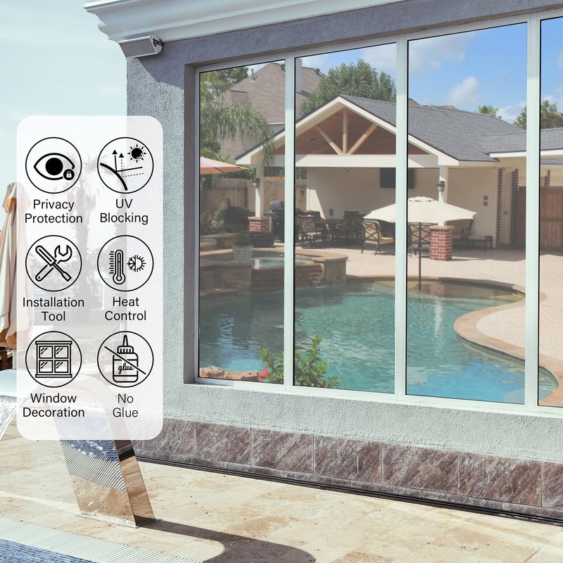 Kromapolis One Way Window Privacy Film Reflective Mirror Home Window