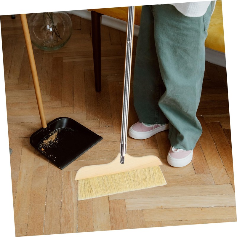 NOLITOY Bristle Broom with Long Handle Bristles for Indoor and