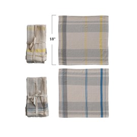 Creative Co-Op 4-Piece Square Woven Cotton Plaid Napkins, 2 Colors