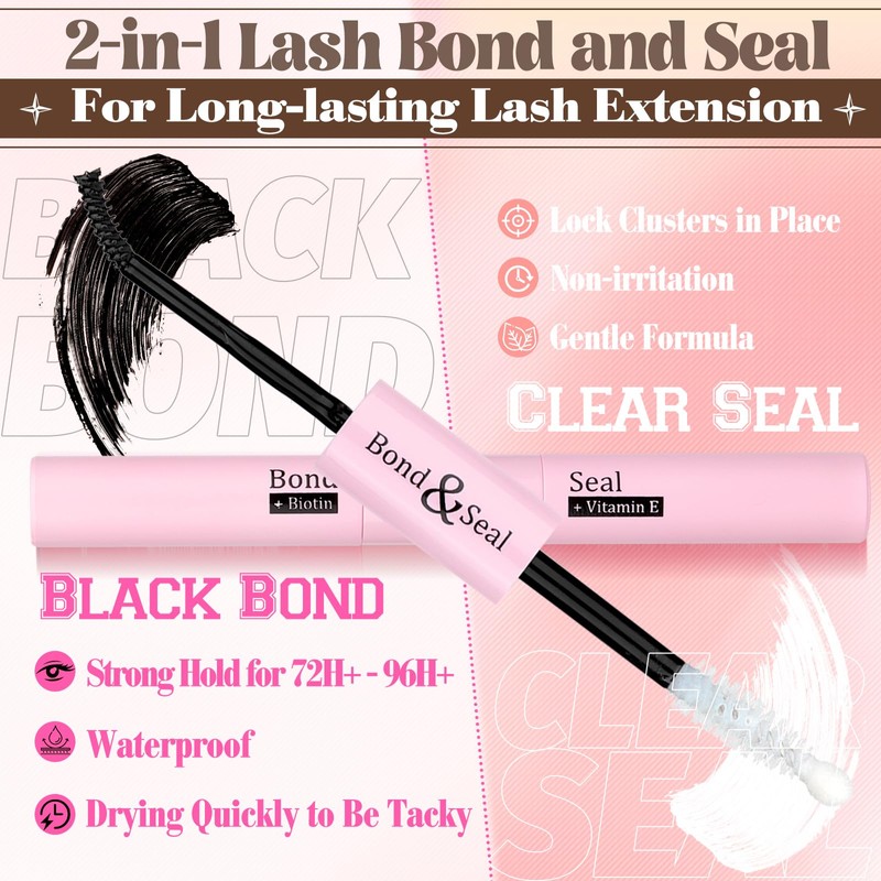 Yawamica Brown Lash Clusters Kit Fluffy Eyelash Extension Kit 40D