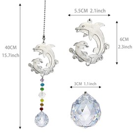 Window Hanging Suncatcher with Crystal, Hanging Rainbow Maker Ornament for garden corridors and Home Decoration (dolphin)