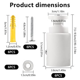 Tulov Set of 6 Radiator Holder, ABS Radiator Mounting Bracket, Bathroom Radiator Mount, for Bathroom Radiators, Compatible with Straight and Curved Bathroom Radiators, Towel Rail Radiator