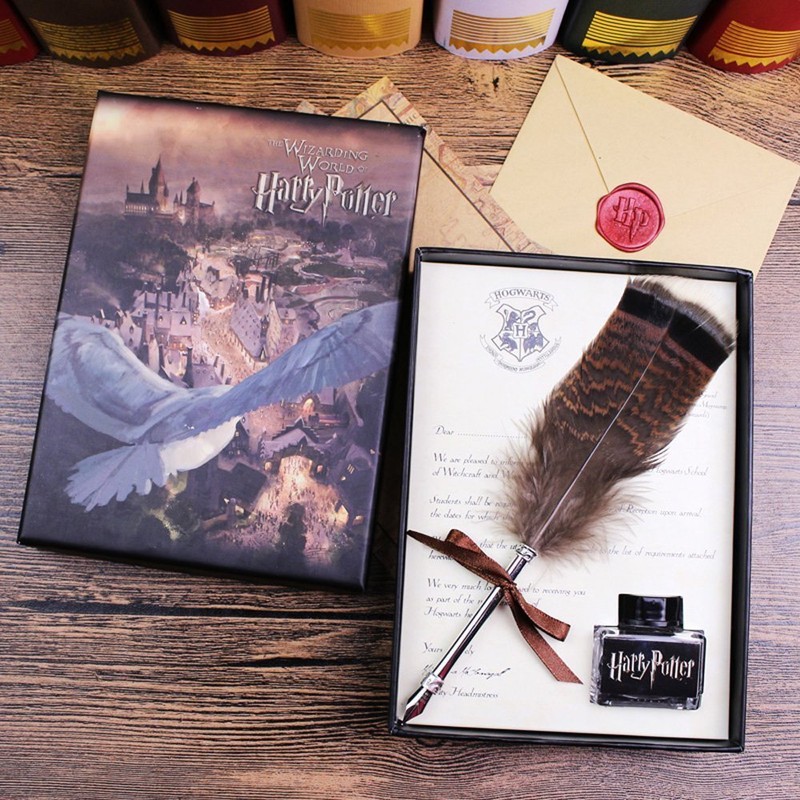 Calligraphy Feather Pen Set Writing Quill Pen with Ink, Vintage