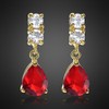 [RIZILIA TEARDROP] Dangle Pierced Earrings with Pear Cut Gemstones CZ