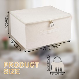 Discreet Lockable Adult Toy Bag Storage Organizer,15.8"x11.8"x8.3" Storage Toy Box Equipped With Metal Lock Toy Storage Organizer Case,Lock Box Travel Game Bag for Women and Men Toys Container（Beige）