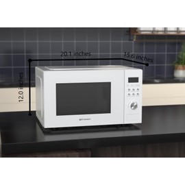 Emerson MW1101W Microwave Oven with Timer & LED Display 1000W, 10 Power Levels, 6 Pre-Programmed Settings, Removable Glass Turntable with Child Safe Lock, 1.1 Cu. Ft, White