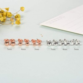 PRETTERY Silver Stud Earrings for Women, 925 Sterling Silver 3 Pair 3mm Round Ball Stud Earrings Set