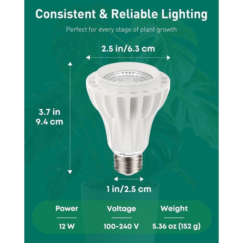 Pawfly Grow Lights for Indoor Plants, 12W PAR20 LED Grow