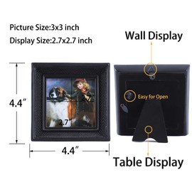 Kangce Vintage Picture Frames 3x3 Mini Square Antique Pictures Frames with Beaded Border Ornate Picture Frames for Tabletop and Wall Mount Decorative Gallery Wall Art Black Gothic Picture Frame