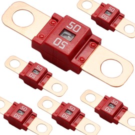 Opfiue 6 PCS AMI/Midi Fuse,50 Amp High Current, Bolt-on,Fuse for Cars Trucks Construction Vehicles Caravans Agricultural Machinery Passenger Cars Electrocar Golf Cart Motorhome