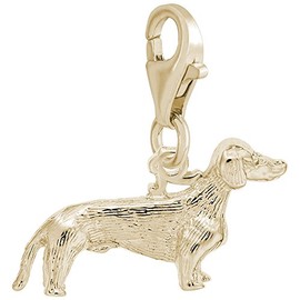 Gold Plated Dachshund Dog Charm with Lobster Claw Clasp