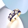 Santuzza Orchid Ring 925 Sterling Silver Enamel White Flower Pattern