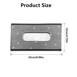 Tissue Box, Glitter Car, Glitter Crystal Tissue Holder, Rectangular Tissue Box, Visor Cosmetic Tissue Box, Dressing Table Decoration, Perfect for Car, Office, Home (Black)