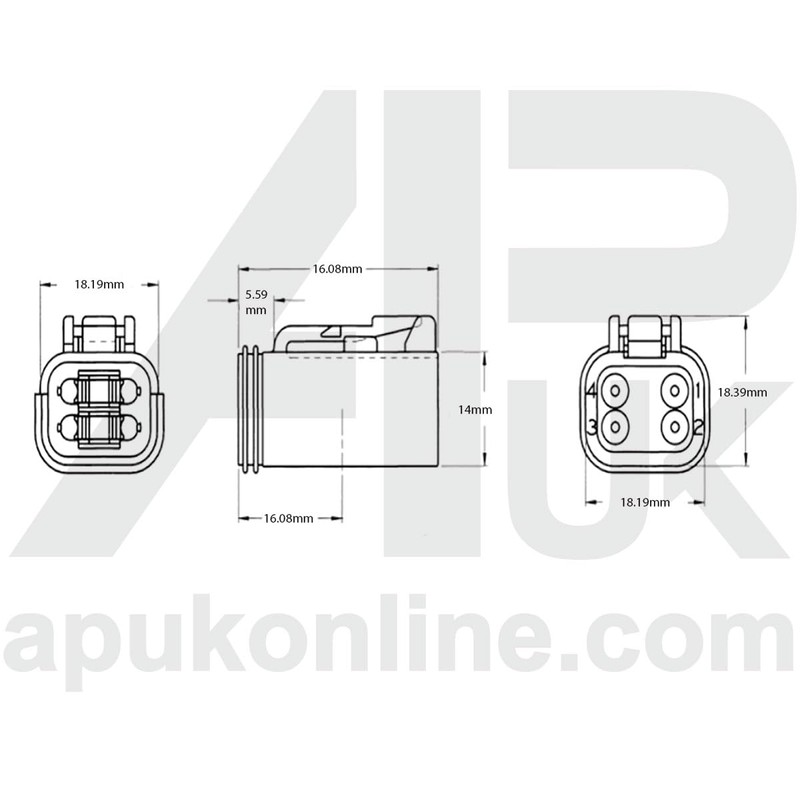 APUK 4 Pin Way Male DT06-4S Wire Wiring Cable Deutsch