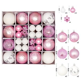 Christmas Ball, Christmas Tree, Decorative, Stylish, Sparkle, Luxurious Christmas Tree Ornament Pendant, Pink, Champagne, Gold, Blue, Various Shapes, Luxurious 44 Pieces Set, 1.3 x 2.4 inches (3 + 6