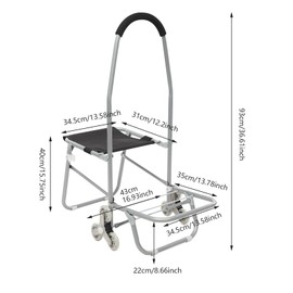 Art Cart with Drawing Storage Bag, Rolling Art Cart with Three-Wheel Design, Folding Wheeled Portable Rolling Chair/Art Cart, Rolling Storage Cart for Mall Shopping, Outdoor Painting (Silver)