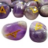 Whitewhale Amethyst Rune Stones Tumbled Engraved Lettering Crystal Set Healing