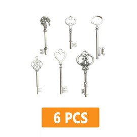 FAIRYGATE Charms for Crafting Mixed Set of 6 Large Silver Charm Skeleton Keys in Antique Bronze Set of 6 Keys A6819