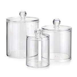 Sumnacon 3Â SizesÂ ApothecaryÂ Jars CottonÂ BallÂ &Â SwabsÂ Holder ClearÂ AcrylicÂ BathroomÂ StorageÂ ContainerÂ withÂ Lid