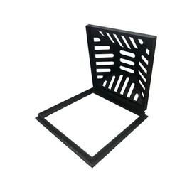 Ductile Iron Atrium Grate and Frame,18x18in Square Beehive Catch Basin Inlet, Metal Overflow Relief Gully Grates for Yard,Heavy Duty Swale Drain Grates Bolted with Base(Frame Size 20x20in)