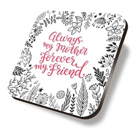 1 x Square Coaster - Mother's Day Flowers Quote Cork Backed MDF Glossy Tea Coffee Accessory #60540