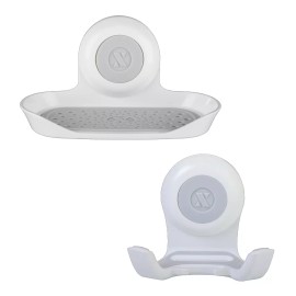 SlipX Solutions Suction Soap Saver & Double Hook Bundle