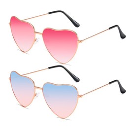 Sprinlot Heart Party Glasses, Colourful, 2 Pairs of Heart Glasses, Heart-Shaped Glasses, Colourful, Sunglasses Heart Shape, Funny Glasses for Carnival Photo Props Birthday