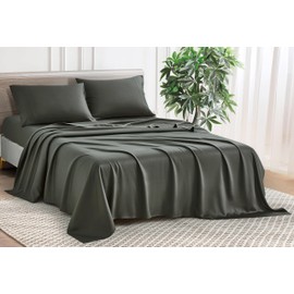 Sterling Creek 100% Tencel Lyocell Bed Sheets Queen Size 4-Piece Set - Luxury Soft Breathable Silky Smooth Cooling 16" Deep Pocket Sheets for Hot Sleepers (Queen, Slate Gray)