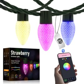 Soiarllt Smart Christmas Lights, Outdoor 66ft 100LED Strawberry Christmas Tree Light, C9 App Remote Control String Light, Music Sync, Indoor Holiday Light, Waterproof and Connectable, for Xmas Decor