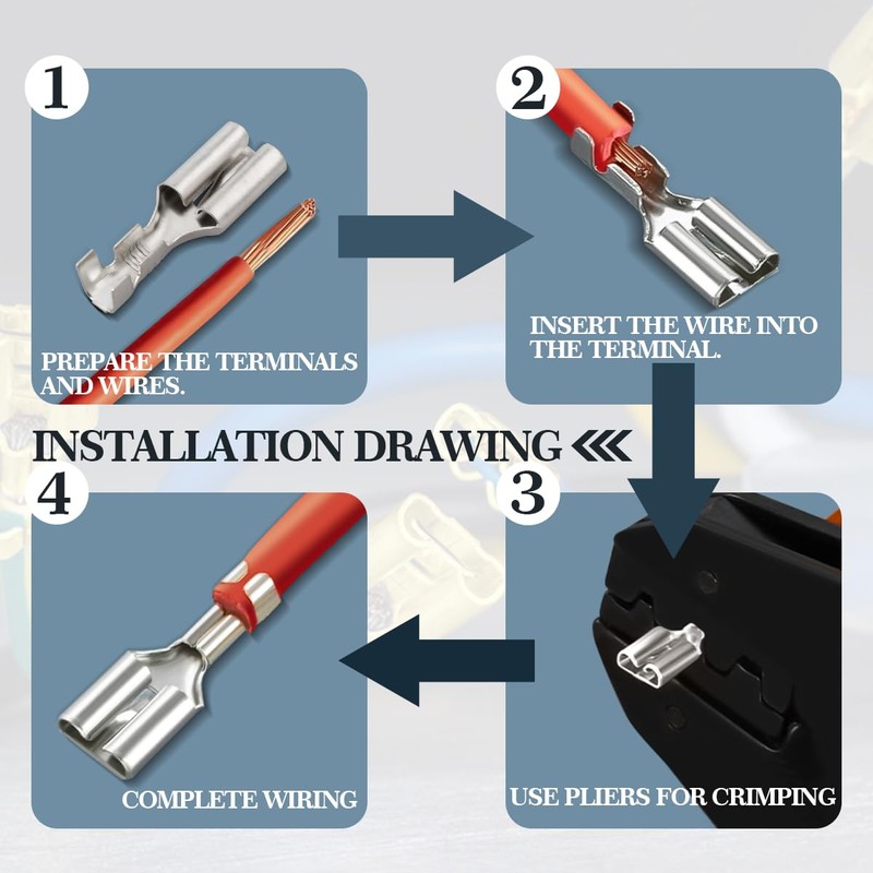Innfeeltech Pack of 100 Non-Insulated Tin-Plated Spade Crimping Terminals, Connection