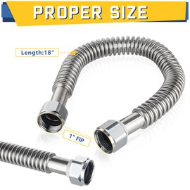 2-Pack GUOFIS Corrugated Flexible Stainless Steel Water Heater Connector,1" FIP x 1" FIP Hose for Water Heater/Water Softener(18-Inch)