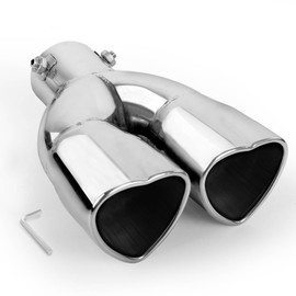 Tongze Heart Dual Exhaust Tip 2.5" Inlet, Adjustable Stainless Steel Y Shaped Exhaust Pipe, Modified Exhaust Tail Pipe Universal for Most Car(Silver)
