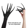 Long Finger Claw with Black Gloves for Women Scary Vampire