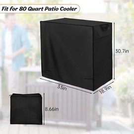 Patio Cooler Cart Cover Fits for Most 80 Quart Rolling Cooler Cart, Waterproof Patio Ice Chest Protective Covers for Outdoor Bar Cart, 33L X 19W X31H in - Color: black, Size: Fits for 80 Quart Cooler Cart