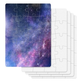 Thinp Pack of 5 Heat Transfer Puzzle Pieces Blank Puzzle Sublimation Transfer White Puzzle Sublimation Blanks Blank Puzzle for Children Painting and Customising DIY Arts and Crafts