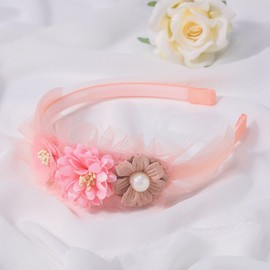 Woeoe Floral Princess Headband Flower Feather Hair Band Baby Birthday Party Hair loop Hair Accessories for Girls (Pink-B, one size)