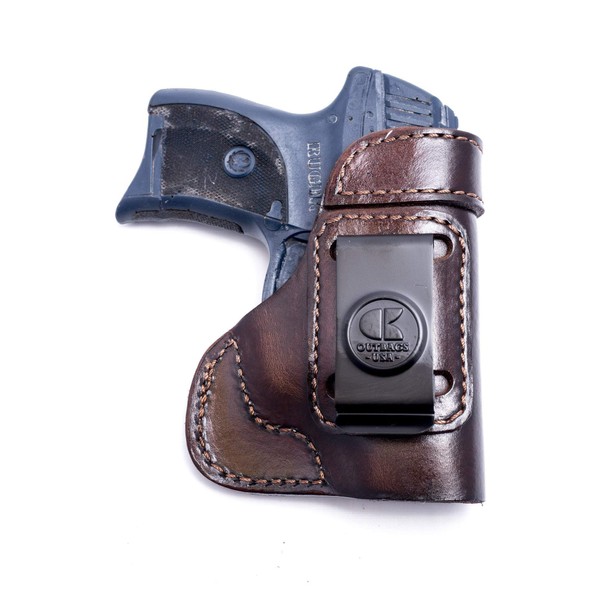 OUTBAGS USA LS3P365 (Brown-Right) Full Grain Heavy Leather IWB Conceal Carry Holster for Sig Sauer P365 9mm. Handcrafted in USA.