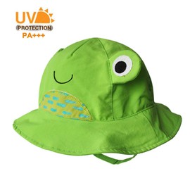 Kids Anti UV Sun Protection Foldable Bucket Hat with Chin Strap Outdoor Animal Cartoon Cap for Baby Toddlers Girls/Boys Summer-Green Frog-19.7''(1-2Years)