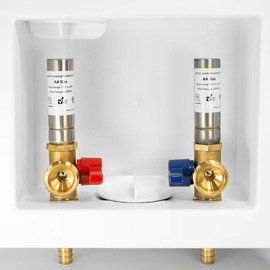 EFIELD MH Washing Machine Outlet Box, 1/2" PEX Inlet, 3/4" MHT Outlet, Brass Ball Valve, Stainless Steel Water Hammer Arrestor, White,(WM007)