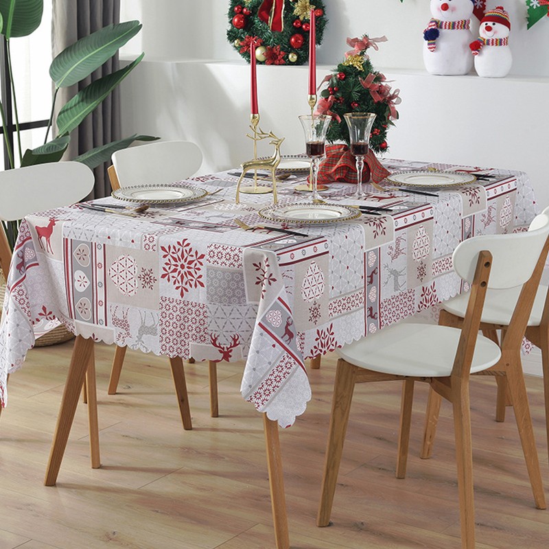 Reusable Christmas Tablecloth 5 X 6 FT Rectangle Table Cover