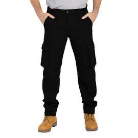 Alamo Casual Cargo Pants for Men - Stretchable, Regular Fit Cargo Work Pants for Men - 6 Pocket Outdoor Mens Work Pants Black
