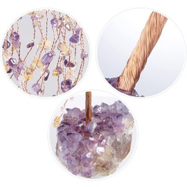 Nupuyai Copper Wire Crystal Stone Wealth Tree with Amethyst Cluster Base Handmade Bonsai Money Tree Decor for Good Luck and Feng Shui, Amethyst & Citrine