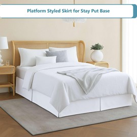 Lightweight Pleated Bed Skirt - King Size 16 Inch Drop - 100% Microfiber - Bed Skirt for King Beds - White
