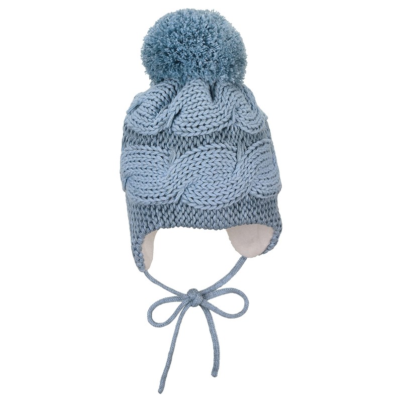 Sterntaler Baby Girls' Knitted Hat Braid Ring Hat, mid-blue